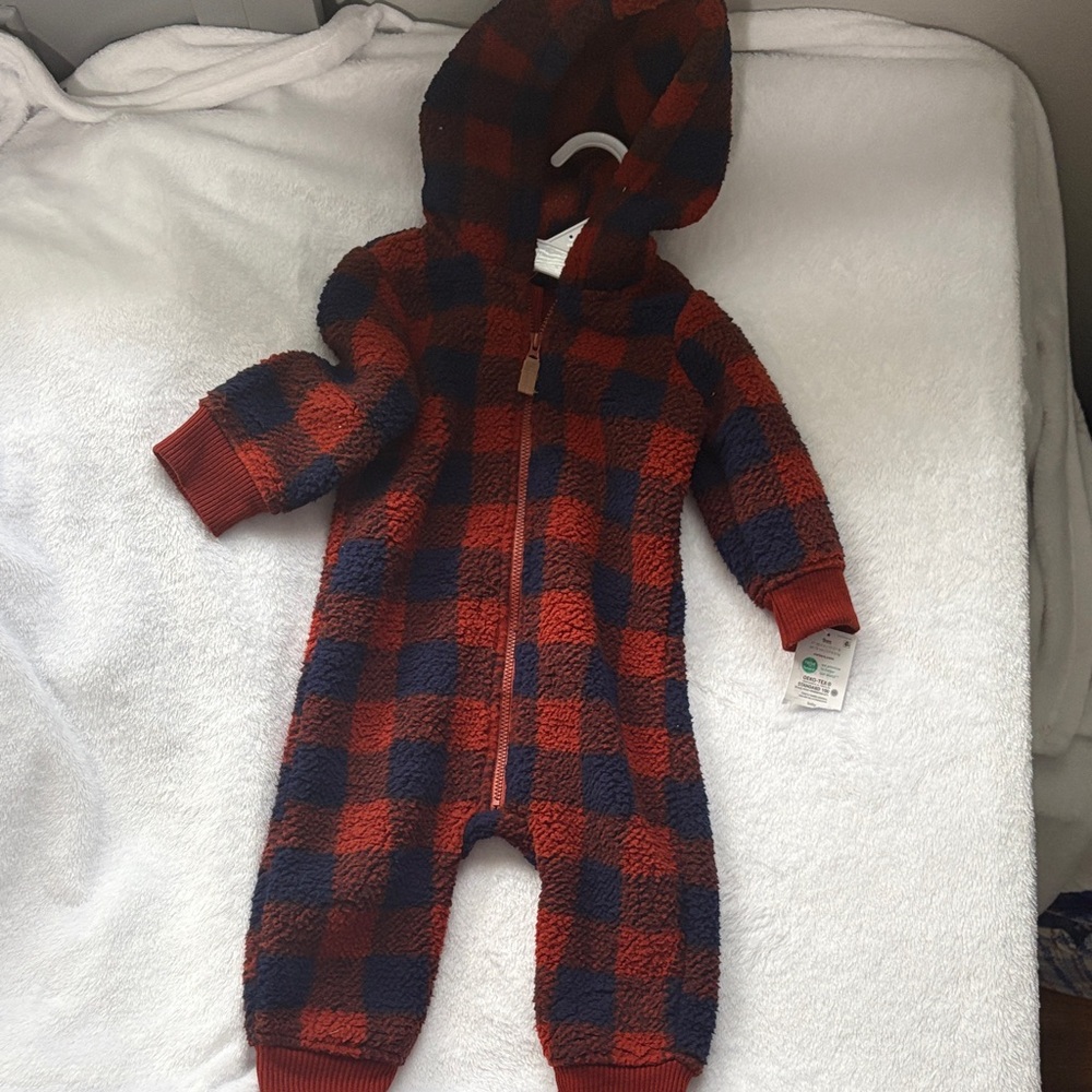 Carter's Red and Navy Plaid Footie